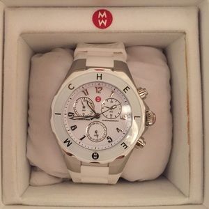 Michele white rubber jelly watch